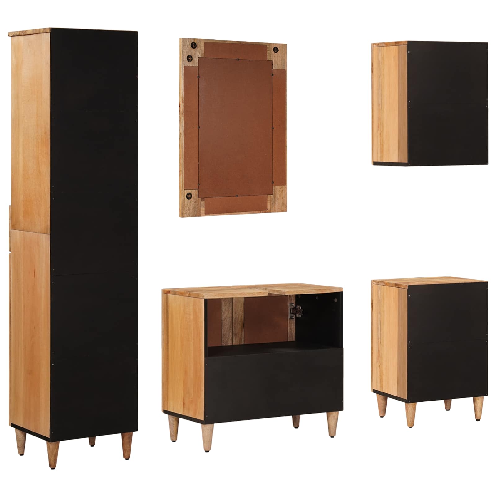 Badkamermeubelset met lade 5 pcs Naturel Massief Mango Hout is nu te koop bij PeponiXL, paradijselijk wonen!
