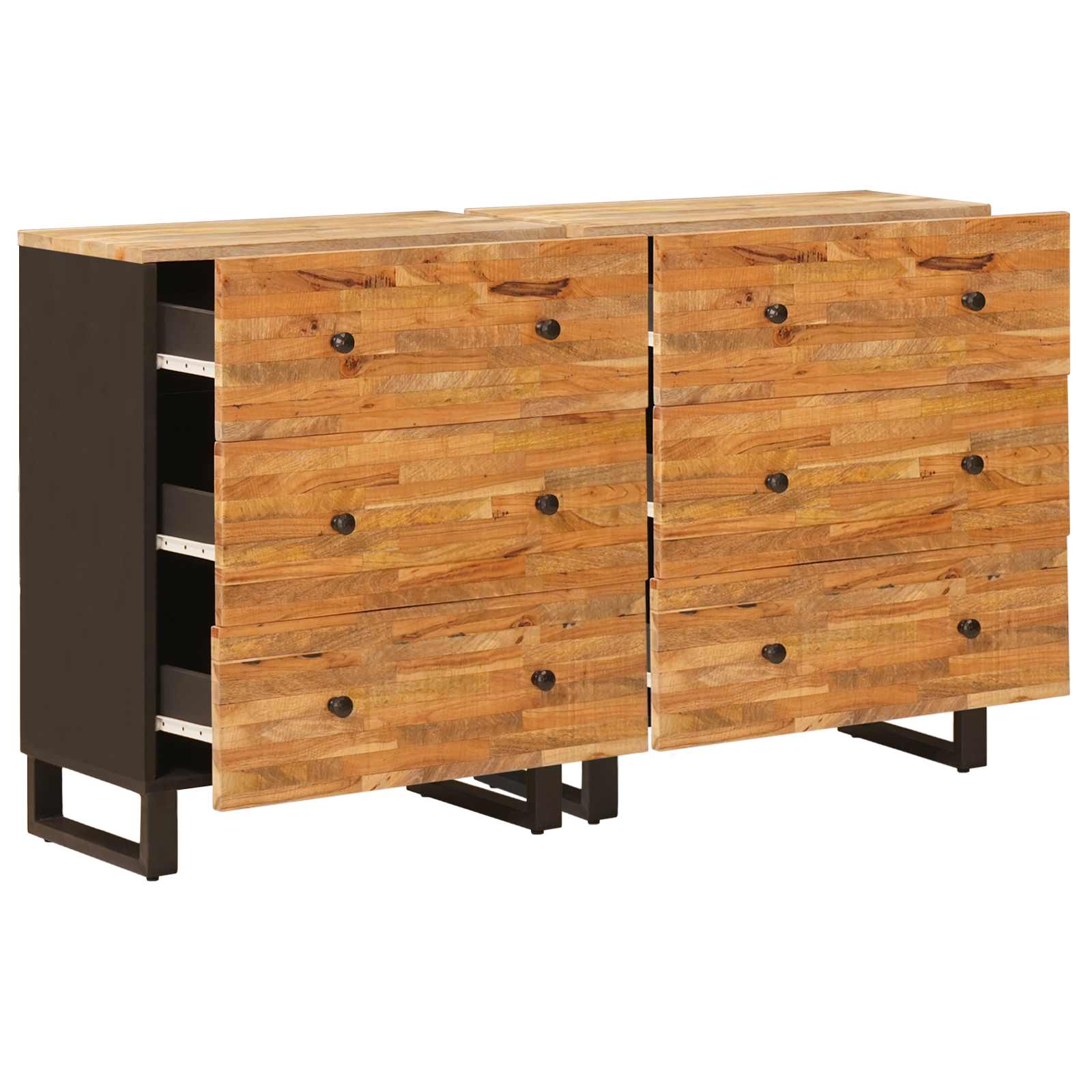 Dressoir 2 pcs Bruin 60 x 33 x 75 cm Massief Mango Hout is nu te koop bij PeponiXL, paradijselijk wonen!
