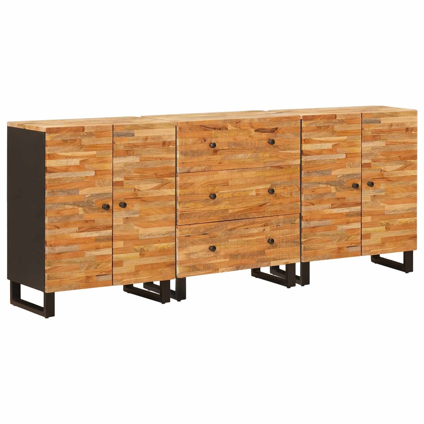 Dressoir 3 pcs Bruin 60 x 33 x 75 cm Massief Mango Hout is nu te koop bij PeponiXL, paradijselijk wonen!