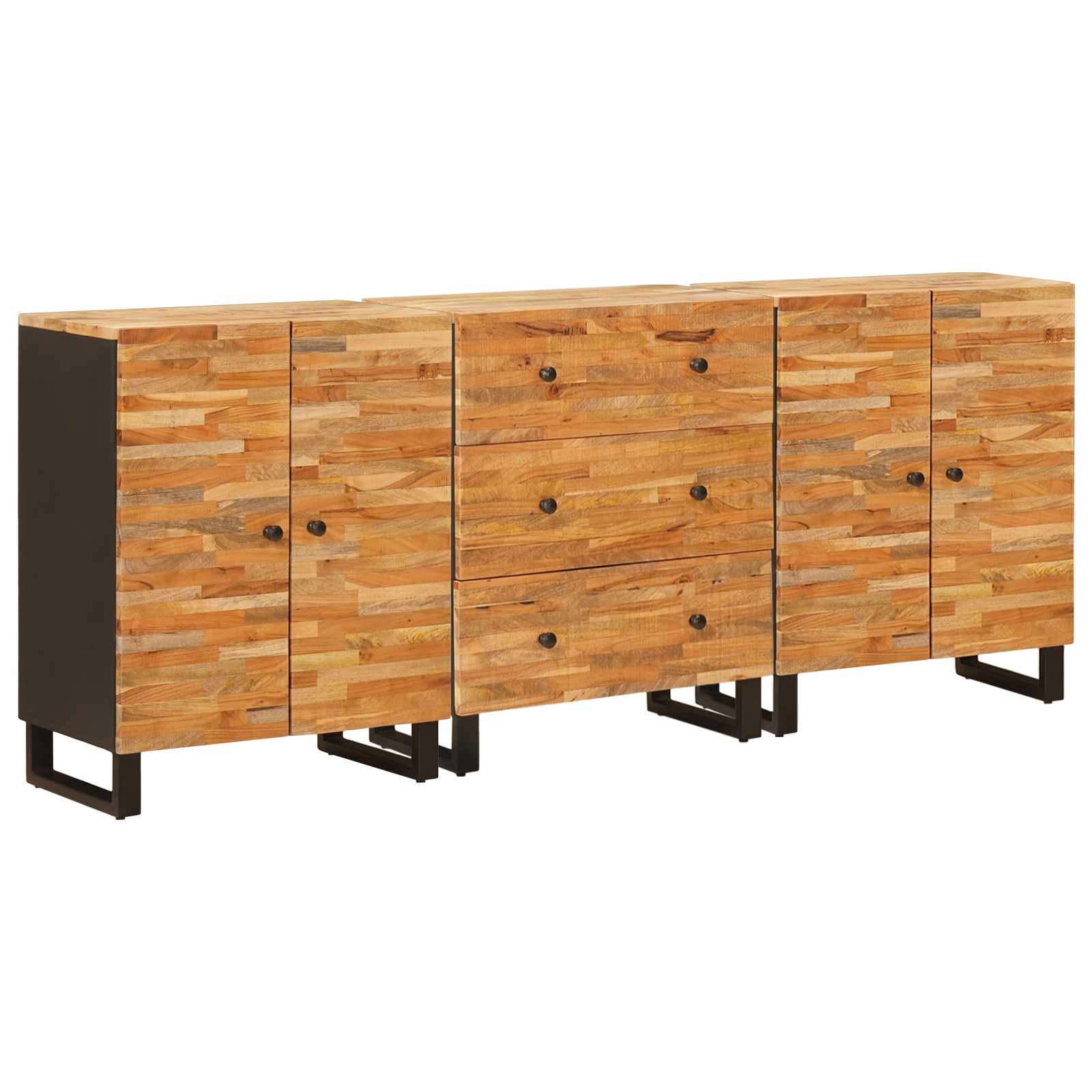 Dressoir 3 pcs Bruin 60 x 33 x 75 cm Massief Mango Hout is nu te koop bij PeponiXL, paradijselijk wonen!
