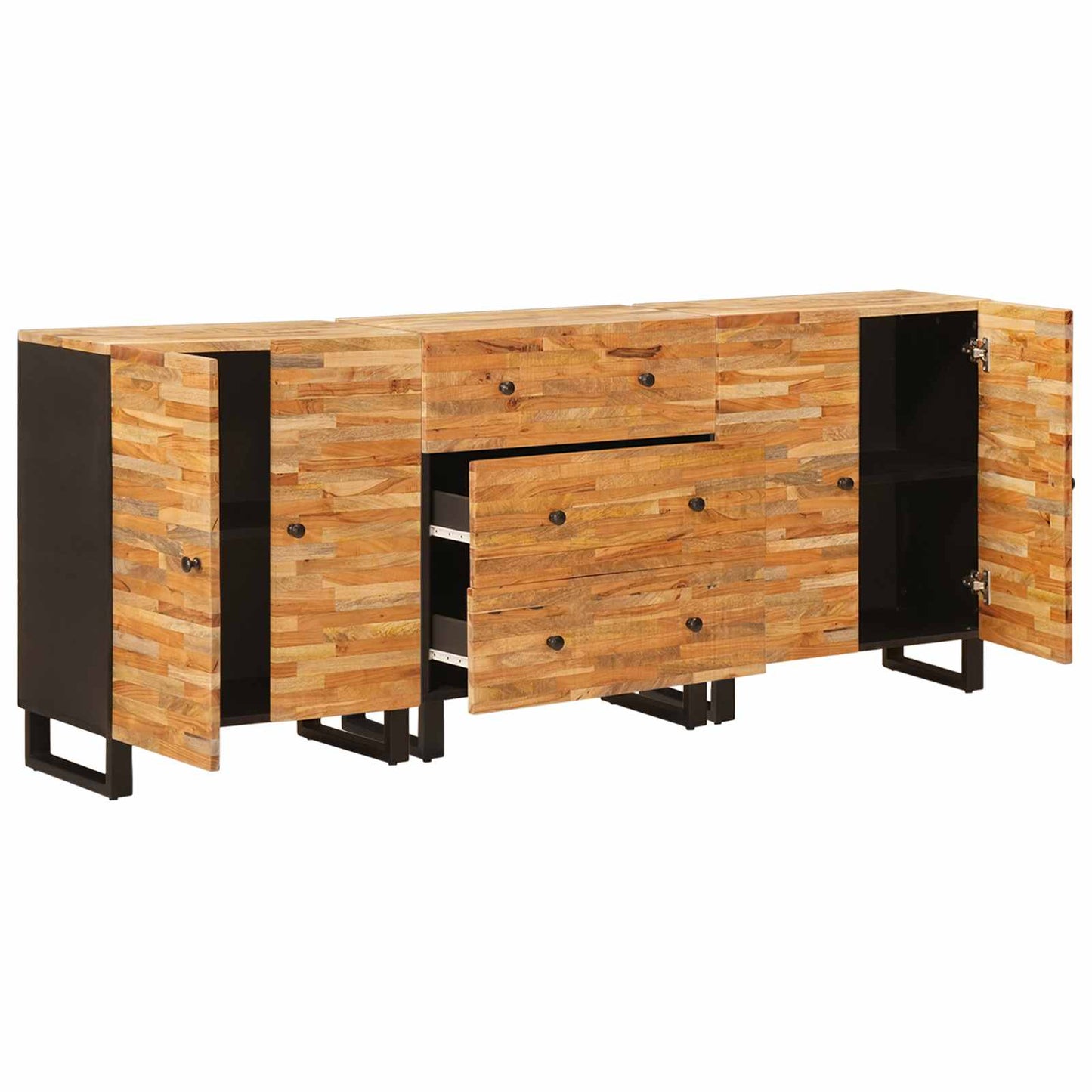 Dressoir 3 pcs Bruin 60 x 33 x 75 cm Massief Mango Hout is nu te koop bij PeponiXL, paradijselijk wonen!