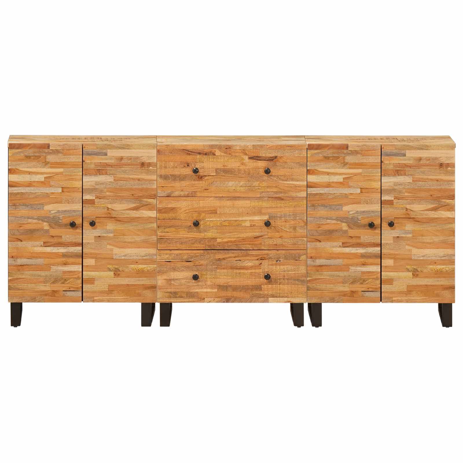 Dressoir 3 pcs Bruin 60 x 33 x 75 cm Massief Mango Hout is nu te koop bij PeponiXL, paradijselijk wonen!