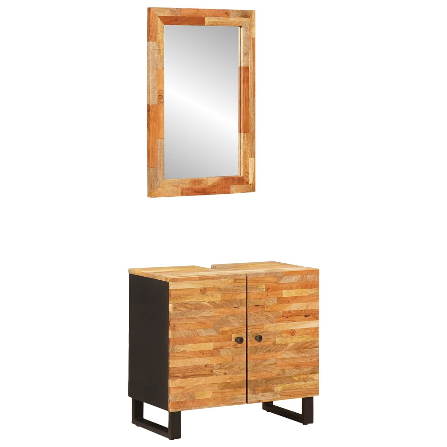 Badkamer Sets met opslag 2 pcs Naturel Massief Mango Hout is nu te koop bij PeponiXL, paradijselijk wonen!
