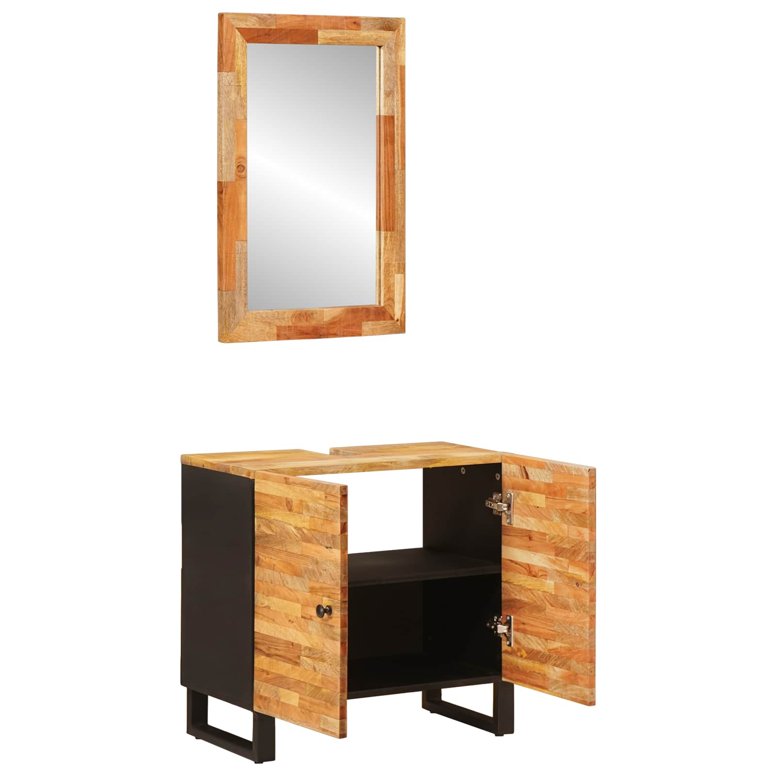 Badkamer Sets met opslag 2 pcs Naturel Massief Mango Hout is nu te koop bij PeponiXL, paradijselijk wonen!