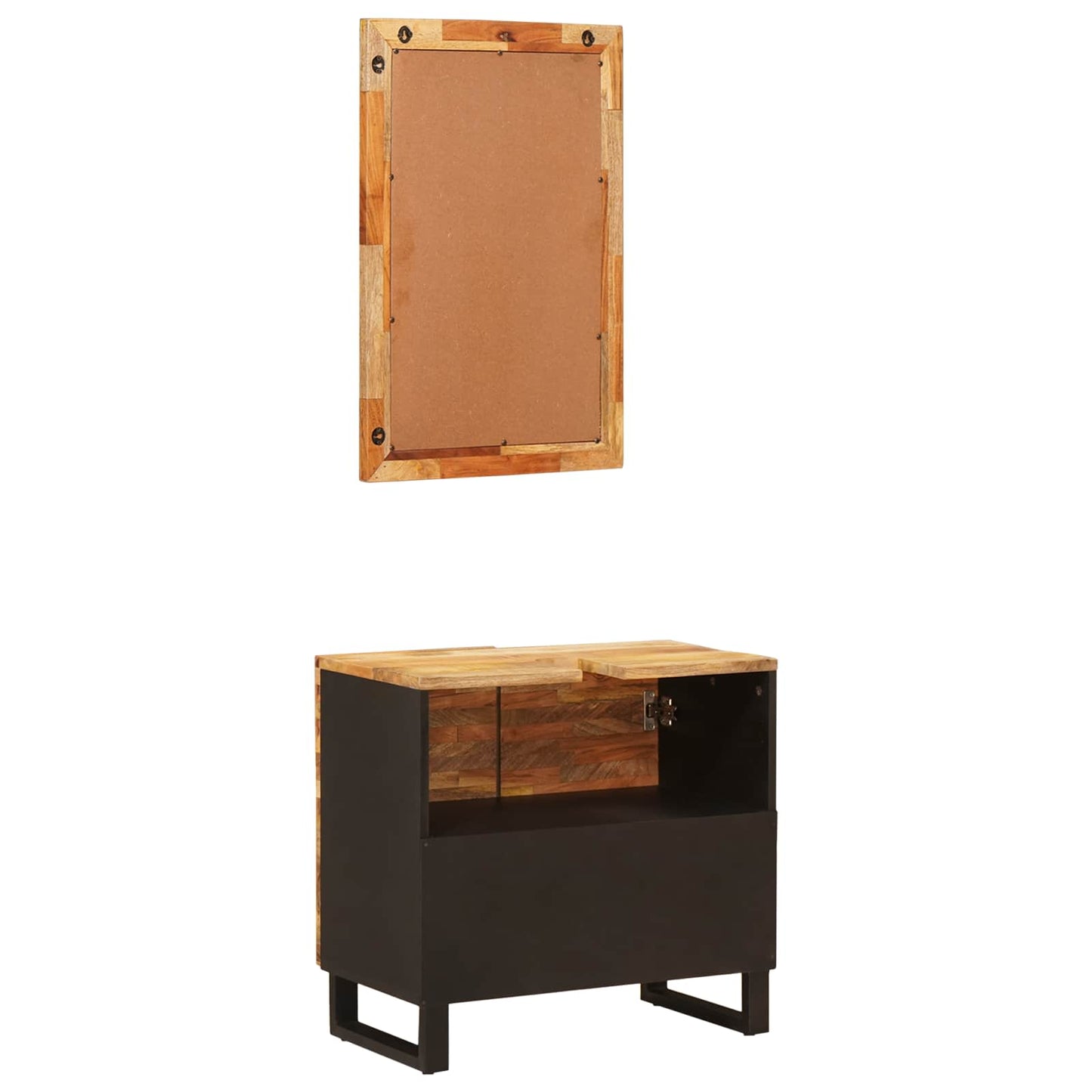 Badkamer Sets met opslag 2 pcs Naturel Massief Mango Hout is nu te koop bij PeponiXL, paradijselijk wonen!