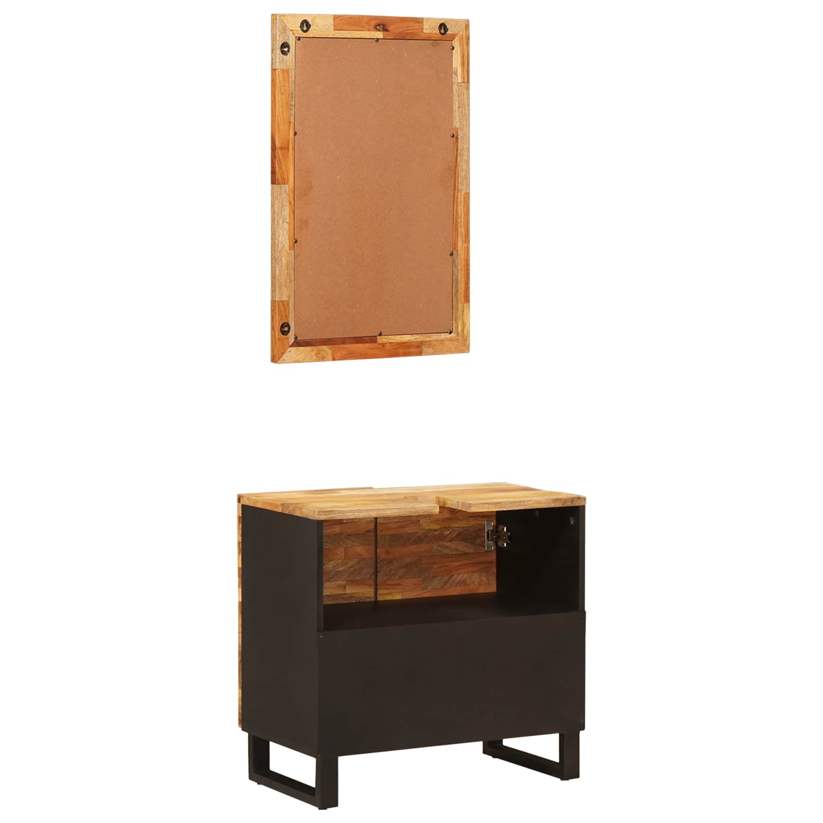 Badkamer Sets met opslag 2 pcs Naturel Massief Mango Hout is nu te koop bij PeponiXL, paradijselijk wonen!