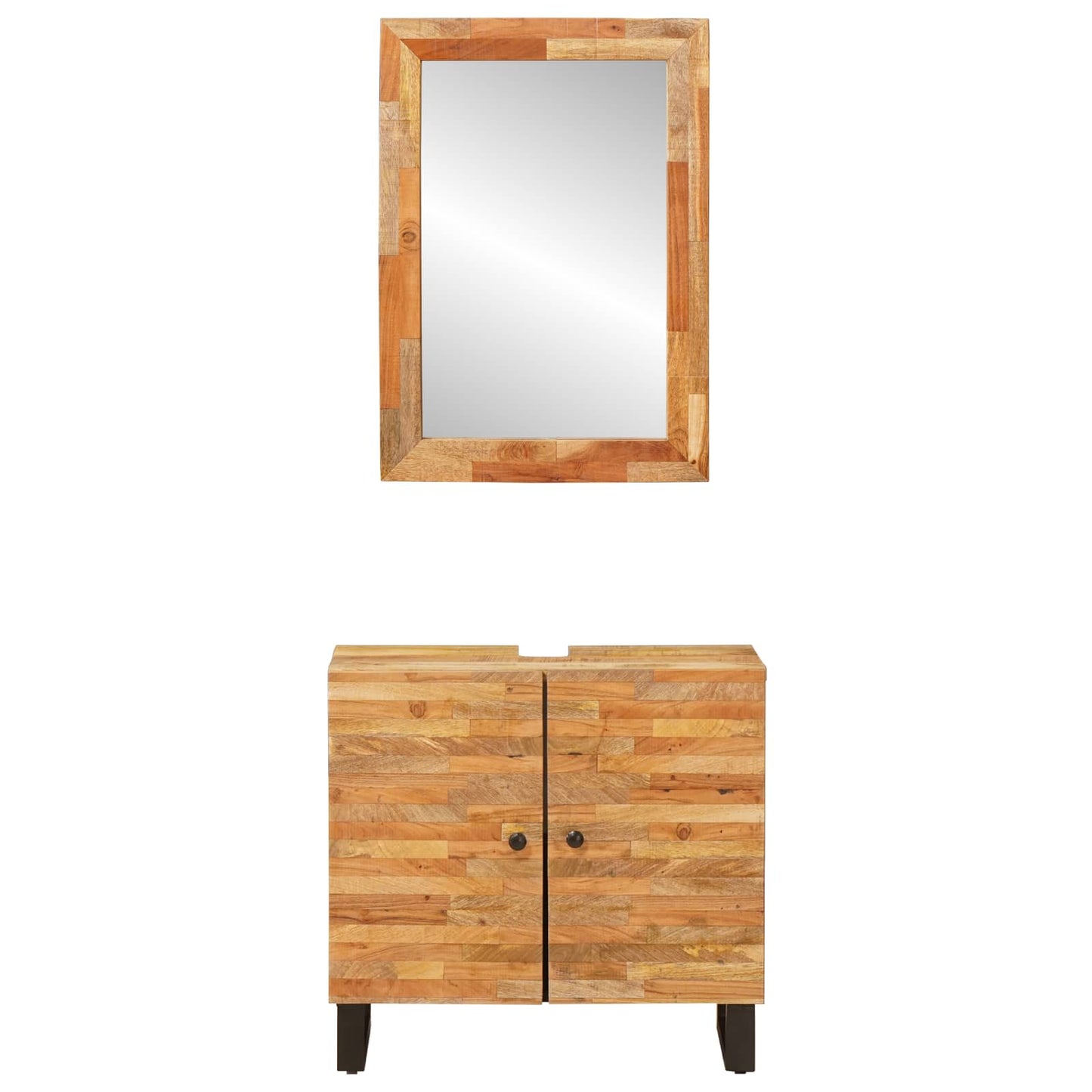 Badkamer Sets met opslag 2 pcs Naturel Massief Mango Hout is nu te koop bij PeponiXL, paradijselijk wonen!