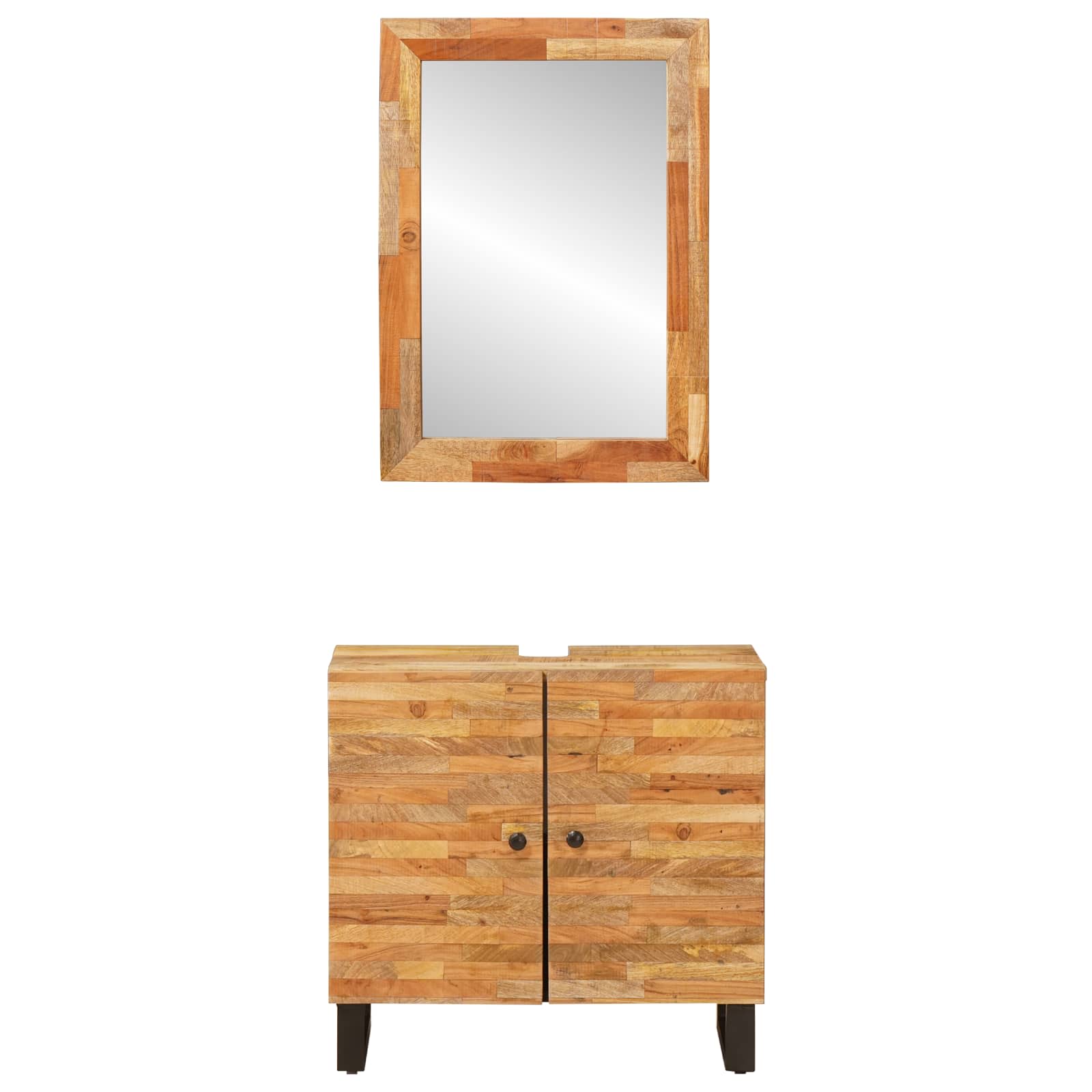 Badkamer Sets met opslag 2 pcs Naturel Massief Mango Hout is nu te koop bij PeponiXL, paradijselijk wonen!