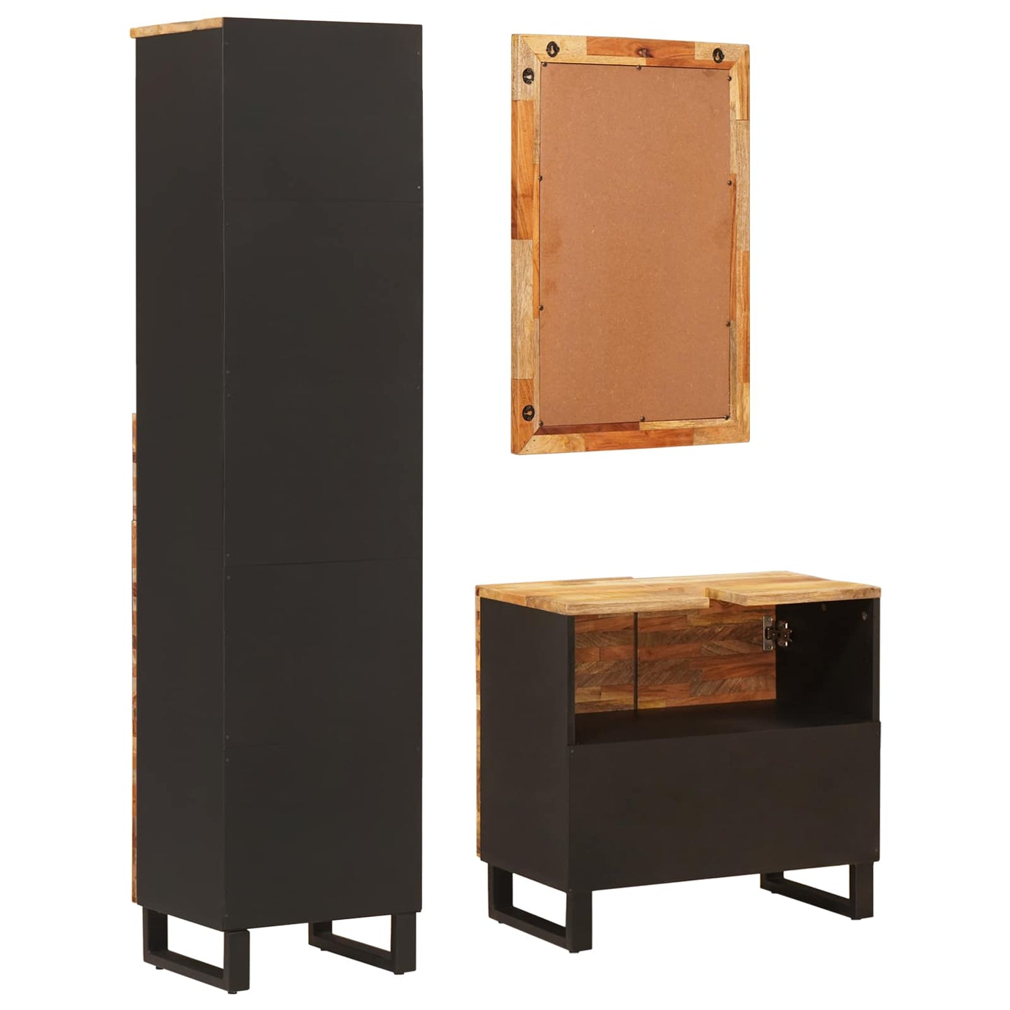Badkamer Sets met lade met plank Naturel Massief Mango Hout is nu te koop bij PeponiXL, paradijselijk wonen!