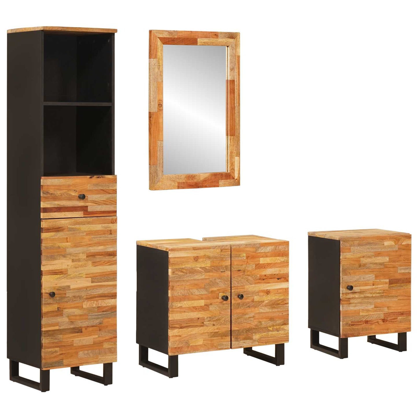 Badkamer Sets met lade met plank Naturel Massief Mango Hout is nu te koop bij PeponiXL, paradijselijk wonen!