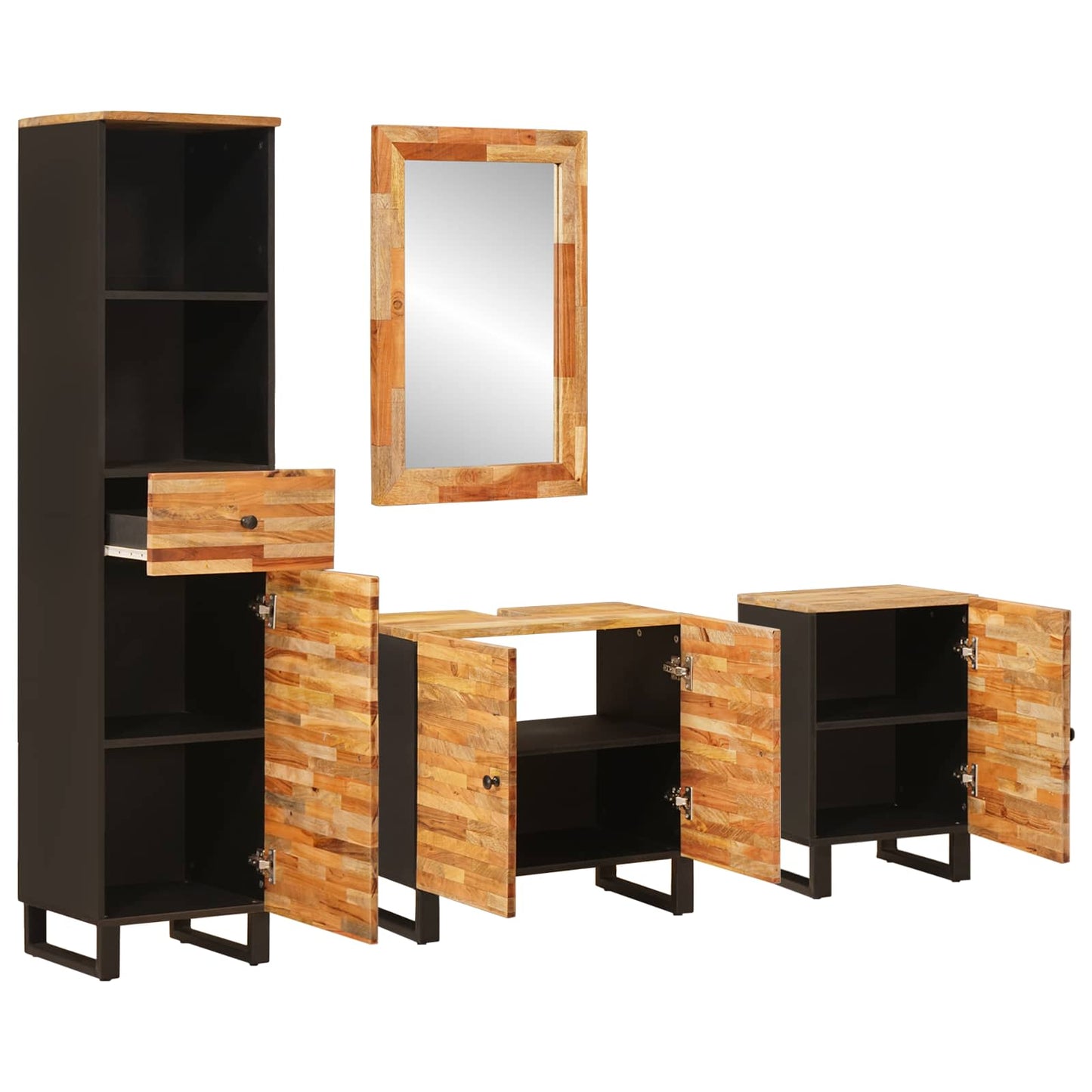 Badkamer Sets met lade met plank Naturel Massief Mango Hout is nu te koop bij PeponiXL, paradijselijk wonen!