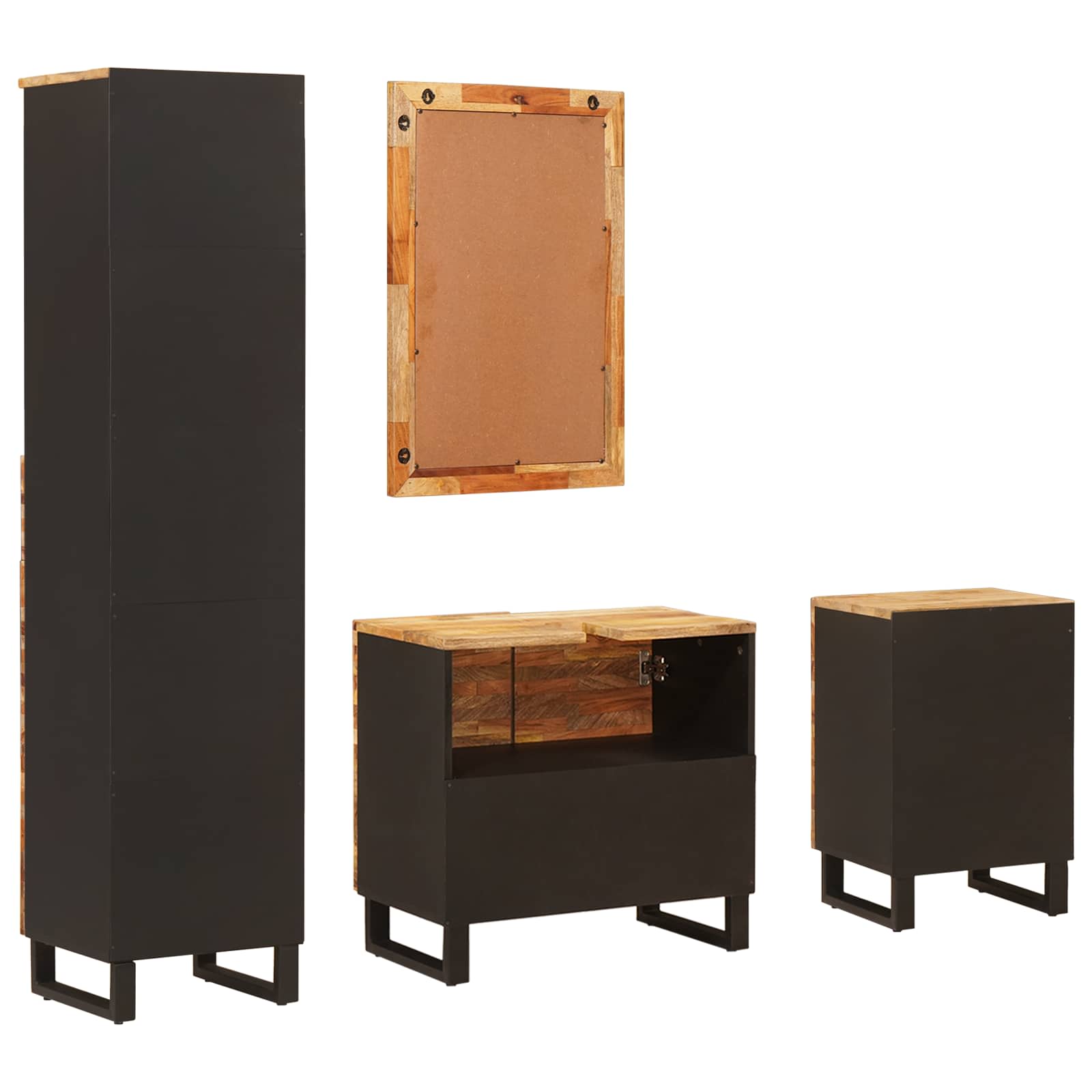Badkamer Sets met lade met plank Naturel Massief Mango Hout is nu te koop bij PeponiXL, paradijselijk wonen!