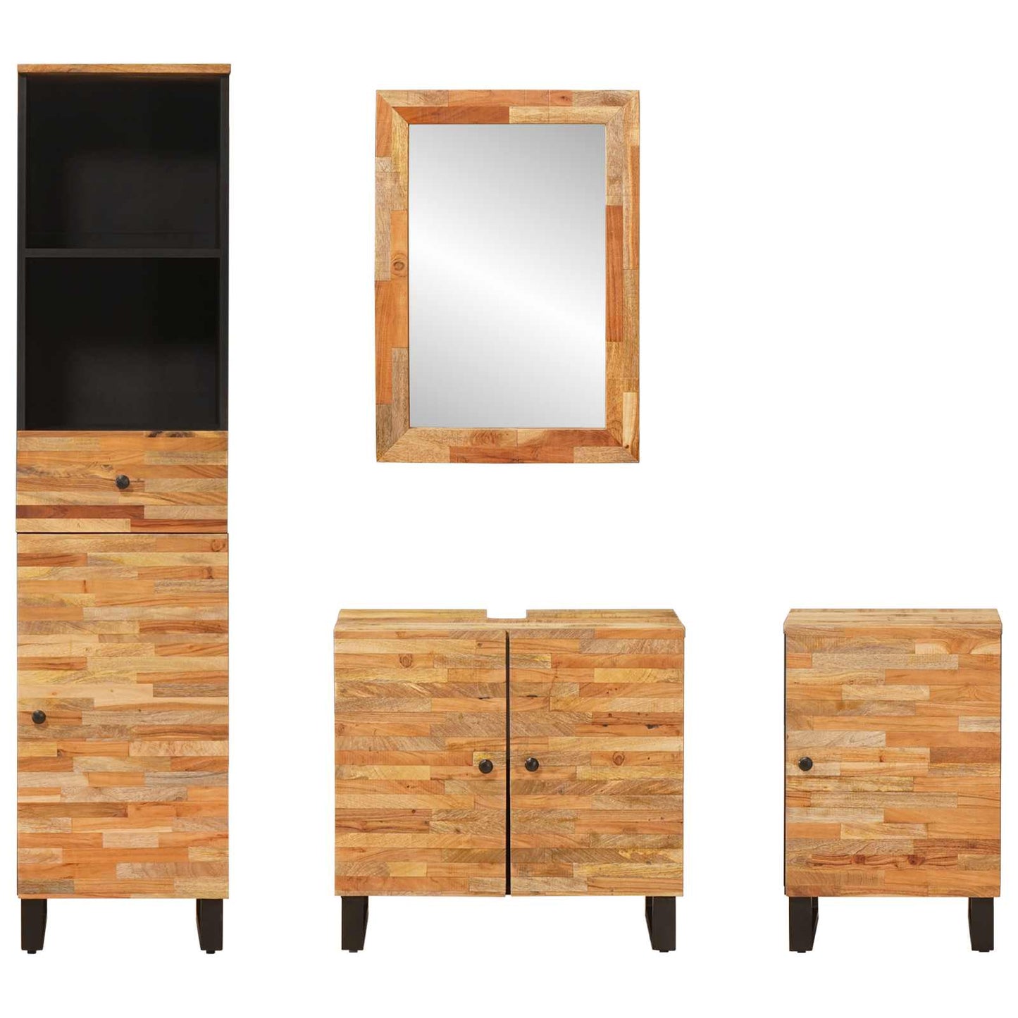 Badkamer Sets met lade met plank Naturel Massief Mango Hout is nu te koop bij PeponiXL, paradijselijk wonen!