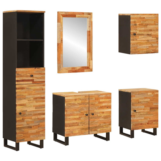 Badkamer Sets met lade 5 pcs Naturel Massief Mango Hout is nu te koop bij PeponiXL, paradijselijk wonen!