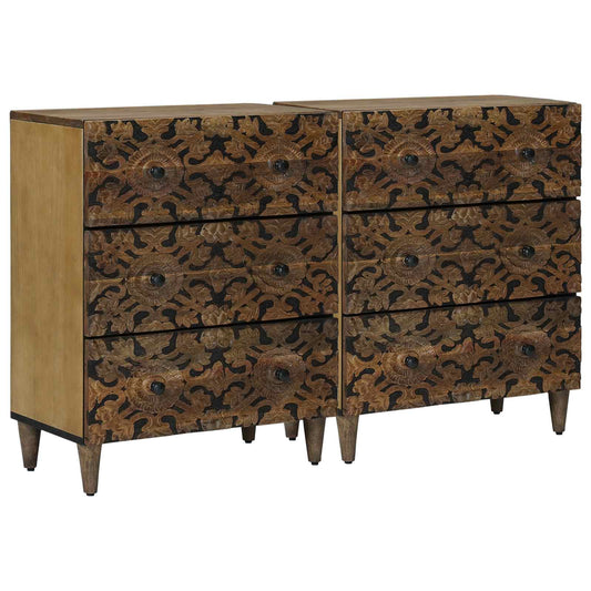 Dressoir 2 pcs Bruin 60 x 33,5 x 75 cm Massief Mango Hout is nu te koop bij PeponiXL, paradijselijk wonen!