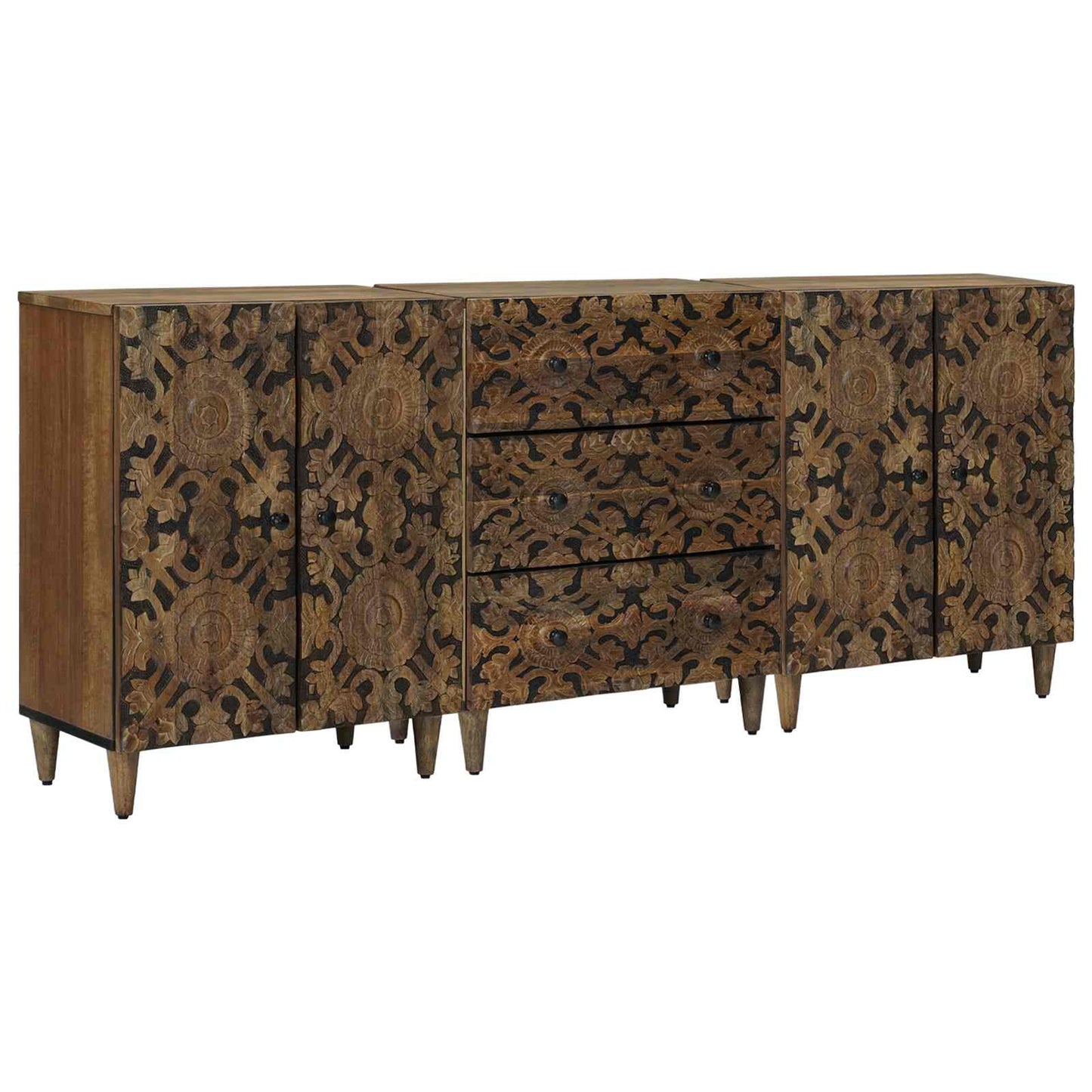 Dressoir 3 pcs Bruin 60 x 33,5 x 75 cm Massief Mango Hout