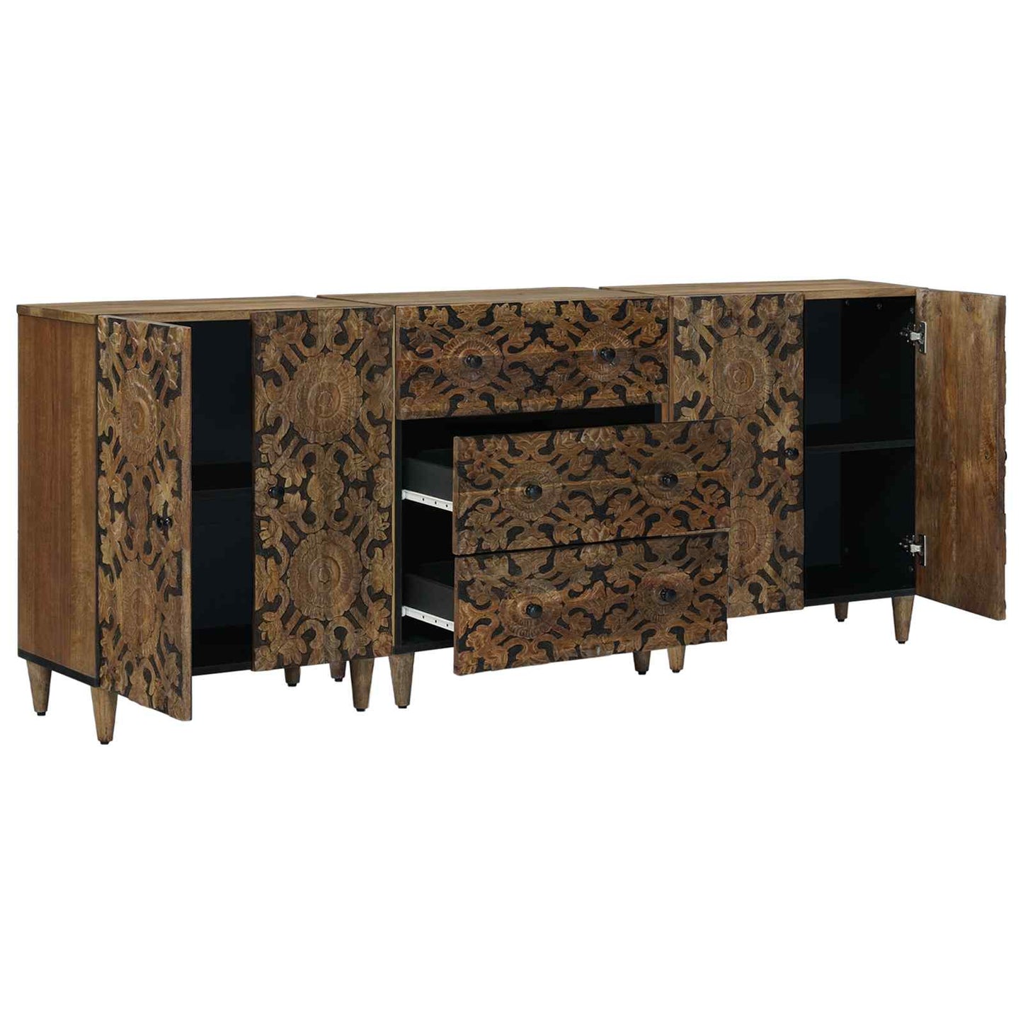 Dressoir 3 pcs Bruin 60 x 33,5 x 75 cm Massief Mango Hout