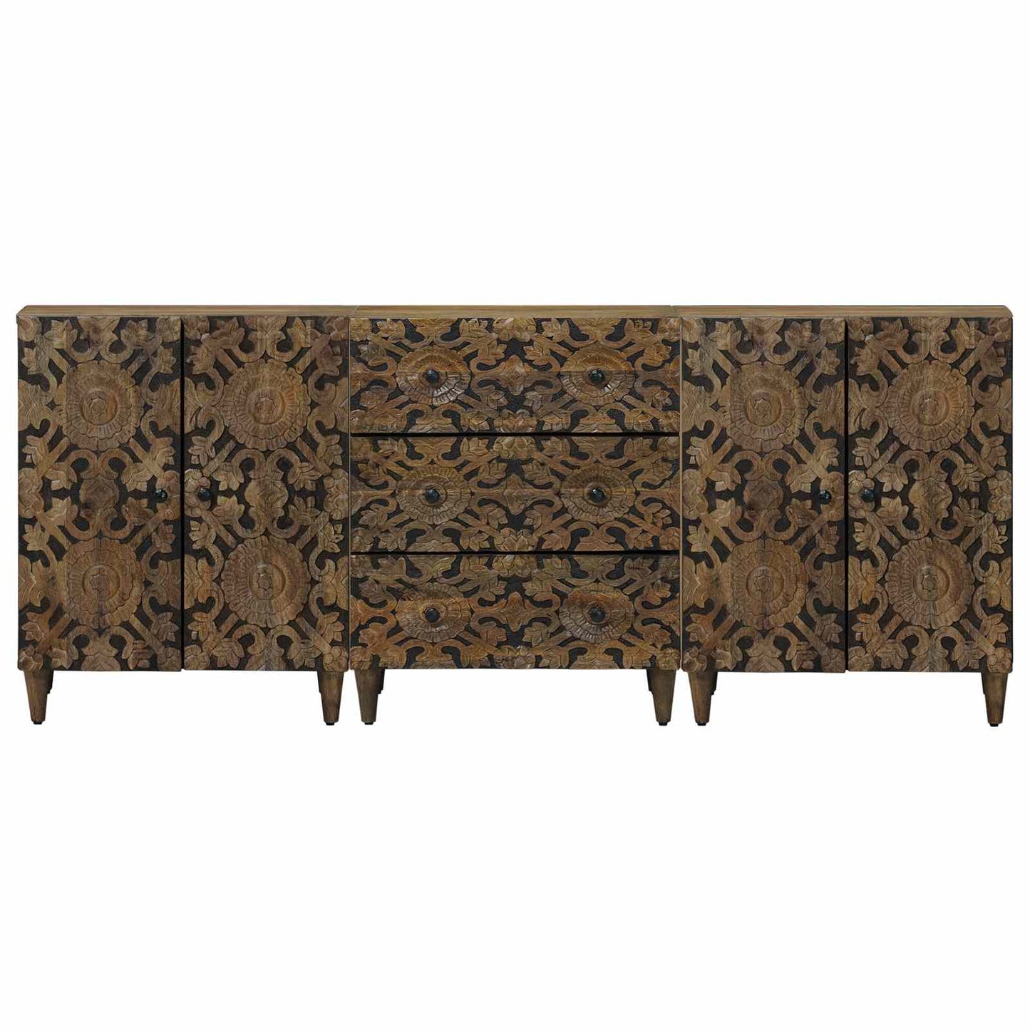 Dressoir 3 pcs Bruin 60 x 33,5 x 75 cm Massief Mango Hout