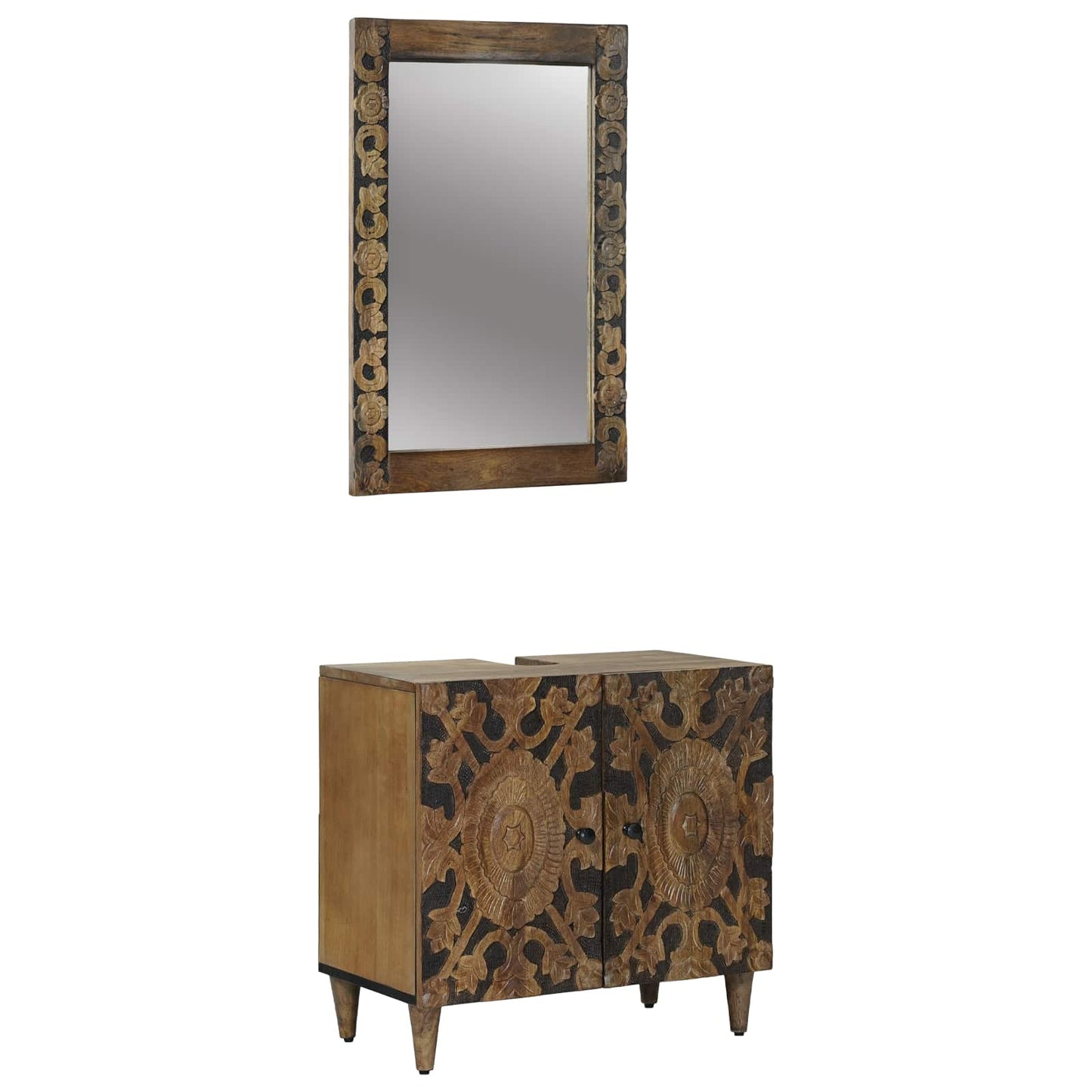 Badkamermeubelset Wandgemonteerd 2 pcs Bruin Massief Mango Hout is nu te koop bij PeponiXL, paradijselijk wonen!