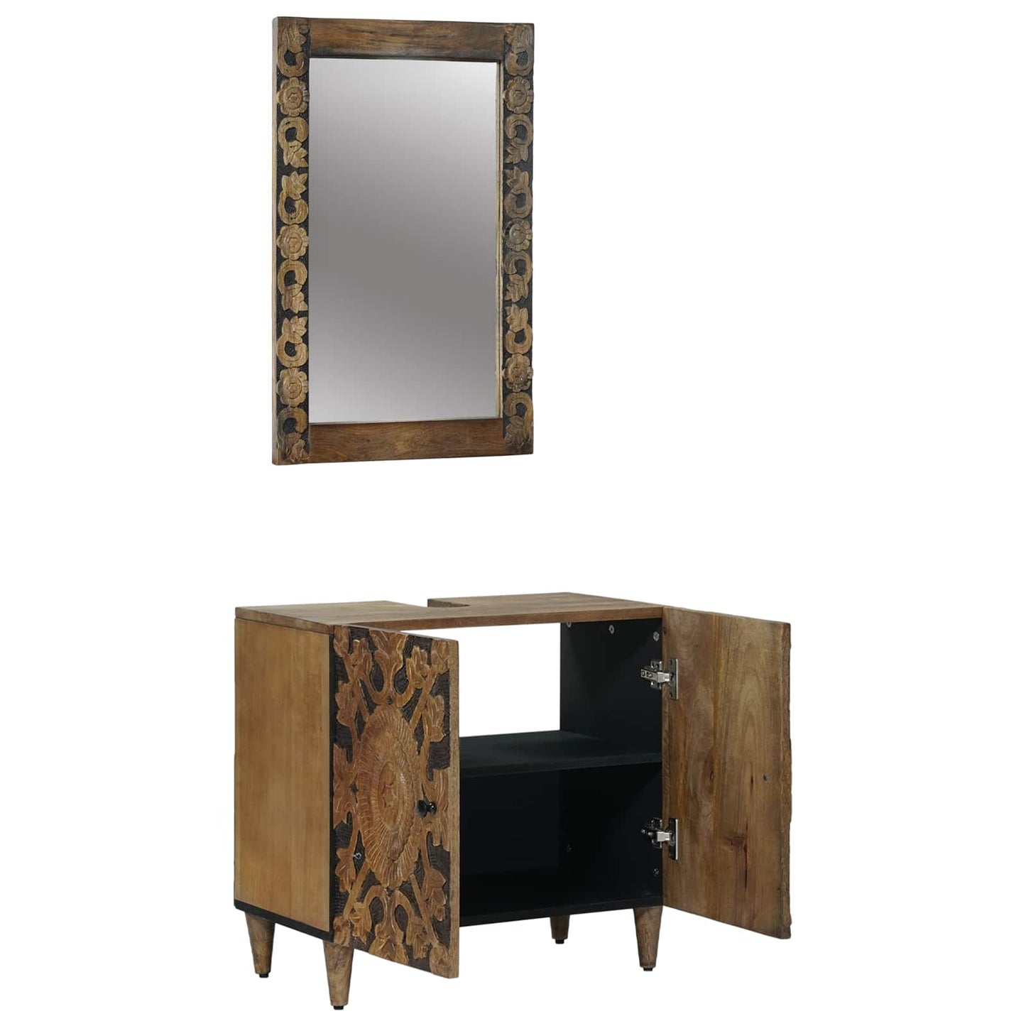 Badkamermeubelset Wandgemonteerd 2 pcs Bruin Massief Mango Hout is nu te koop bij PeponiXL, paradijselijk wonen!