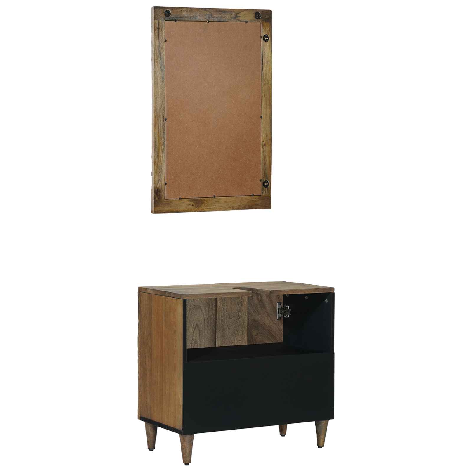 Badkamermeubelset Wandgemonteerd 2 pcs Bruin Massief Mango Hout is nu te koop bij PeponiXL, paradijselijk wonen!