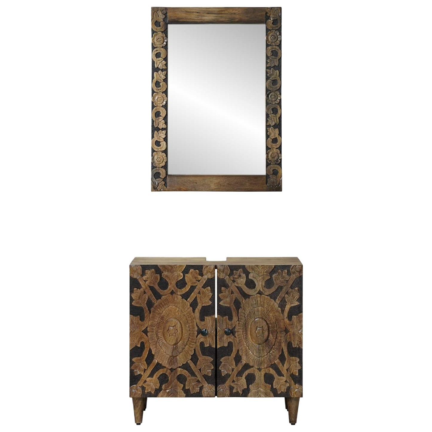 Badkamermeubelset Wandgemonteerd 2 pcs Bruin Massief Mango Hout is nu te koop bij PeponiXL, paradijselijk wonen!