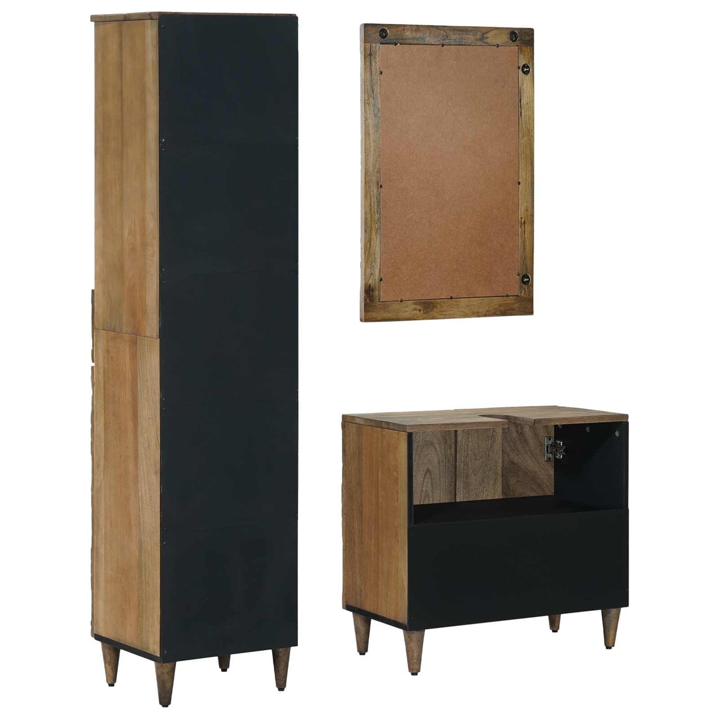Badkamermeubelset met lade 3 pcs Bruin Massief Mango Hout is nu te koop bij PeponiXL, paradijselijk wonen!