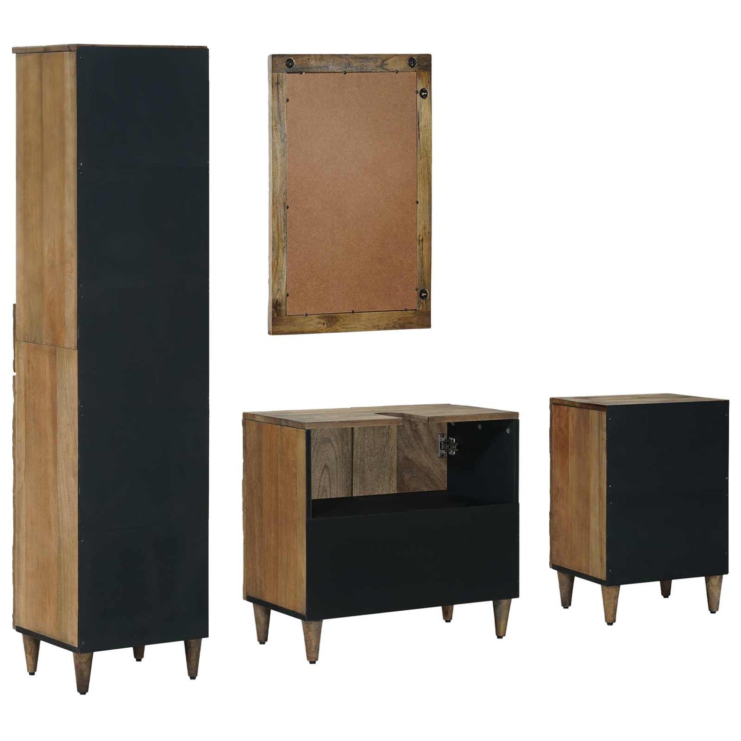 Badkamermeubelset met lade 4 pcs Bruin Massief Mango Hout is nu te koop bij PeponiXL, paradijselijk wonen!