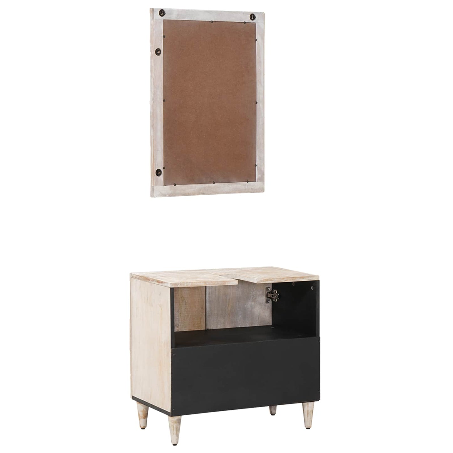 Badkamermeubelset Wandgemonteerd 2 pcs Wit Massief Mango Hout is nu te koop bij PeponiXL, paradijselijk wonen!