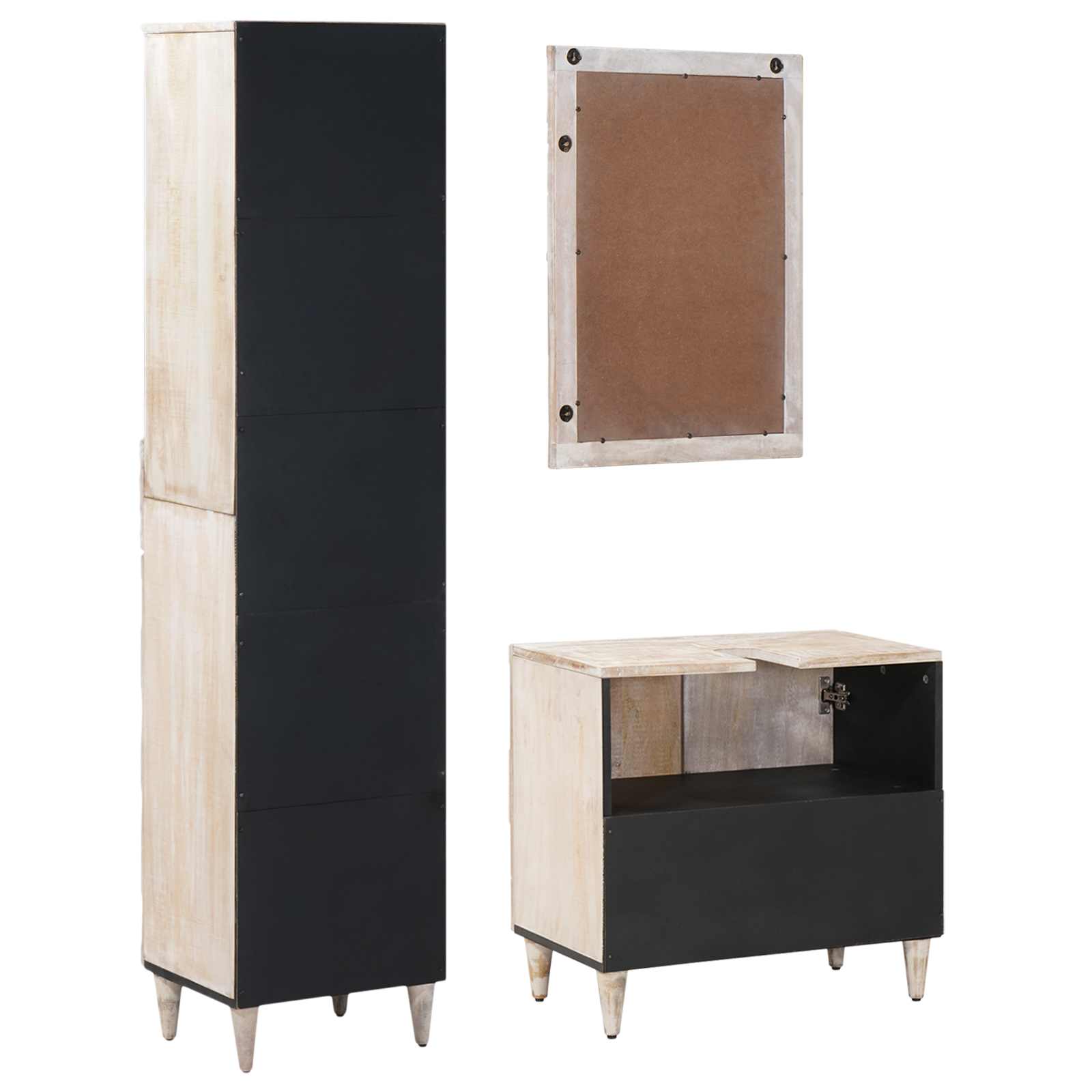 Badkamermeubelset met lade 3 pcs Wit Massief Mango Hout is nu te koop bij PeponiXL, paradijselijk wonen!