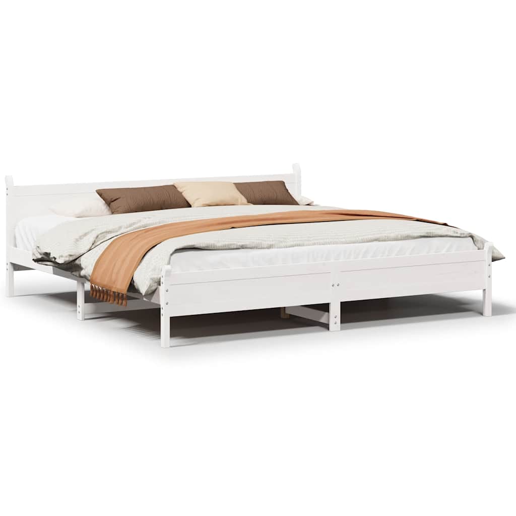 Bedframe zonder matras massief grenenhout wit 200x200 cm is nu te koop bij PeponiXL, paradijselijk wonen!