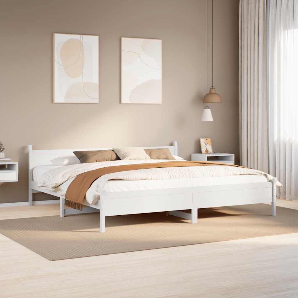 Bedframe zonder matras massief grenenhout wit 200x200 cm is nu te koop bij PeponiXL, paradijselijk wonen!