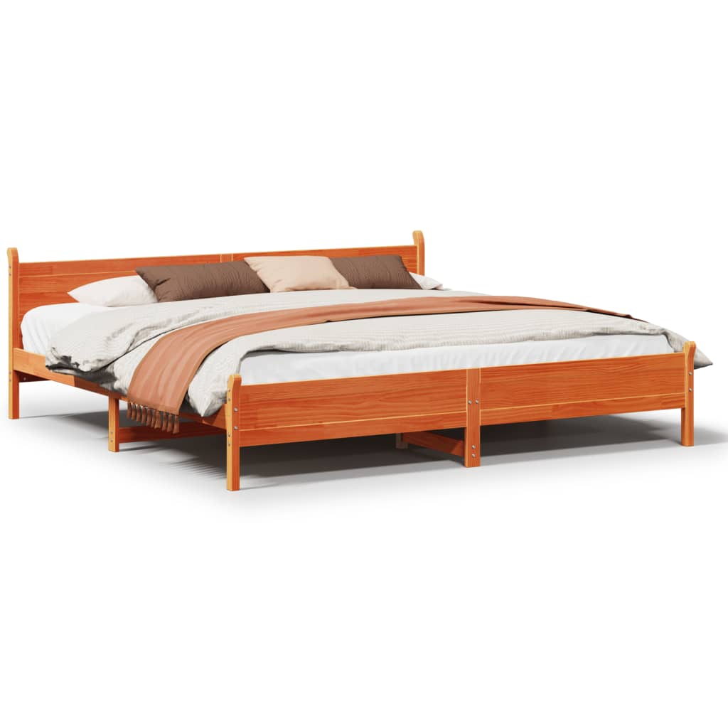 Bedframe zonder matras massief grenenhout wasbruin 200x200 cm is nu te koop bij PeponiXL, paradijselijk wonen!