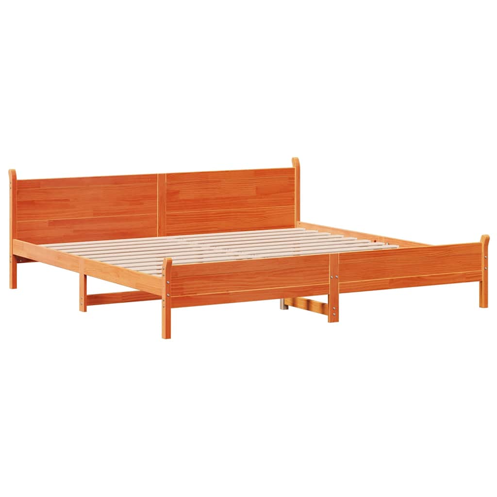 Bedframe zonder matras massief grenenhout wasbruin 200x200 cm is nu te koop bij PeponiXL, paradijselijk wonen!