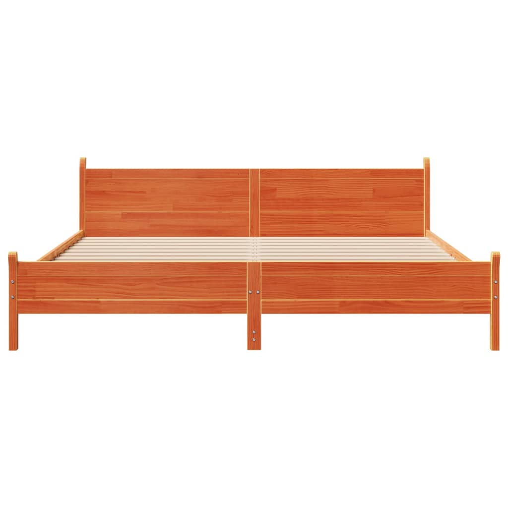 Bedframe zonder matras massief grenenhout wasbruin 200x200 cm is nu te koop bij PeponiXL, paradijselijk wonen!
