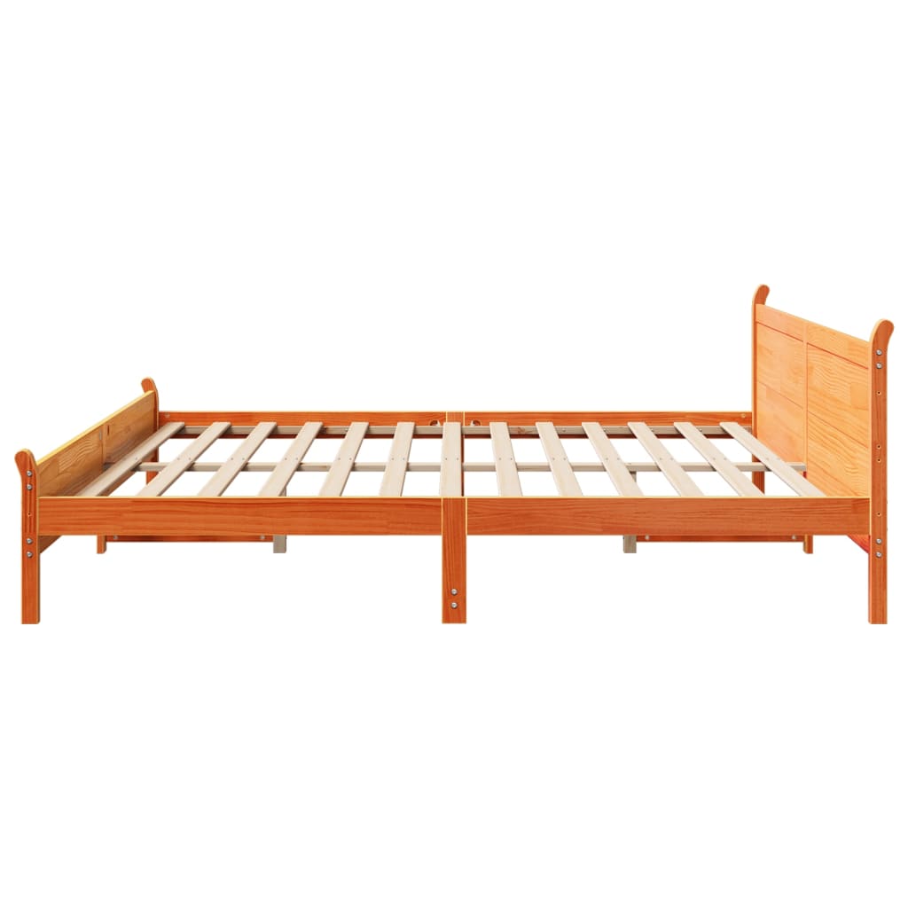 Bedframe zonder matras massief grenenhout wasbruin 200x200 cm is nu te koop bij PeponiXL, paradijselijk wonen!