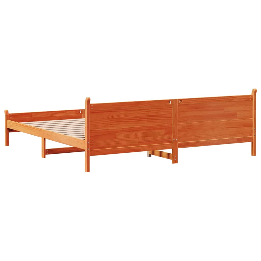 Bedframe zonder matras massief grenenhout wasbruin 200x200 cm is nu te koop bij PeponiXL, paradijselijk wonen!