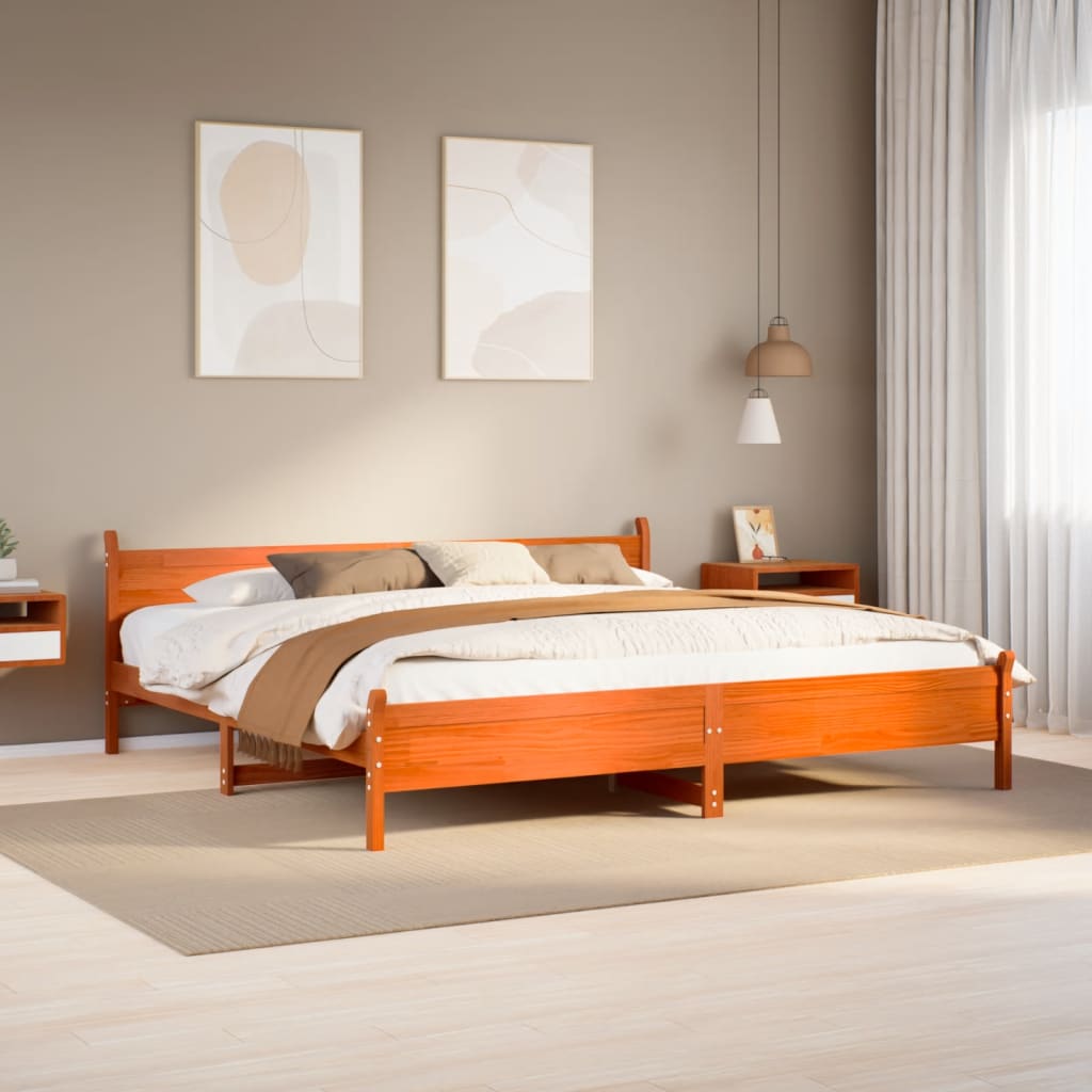 Bedframe zonder matras massief grenenhout wasbruin 200x200 cm is nu te koop bij PeponiXL, paradijselijk wonen!