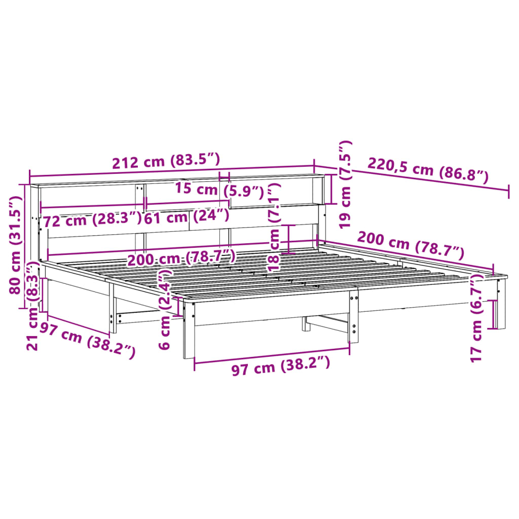 Bedframe zonder matras massief grenenhout wasbruin 200x200 cm is nu te koop bij PeponiXL, paradijselijk wonen!