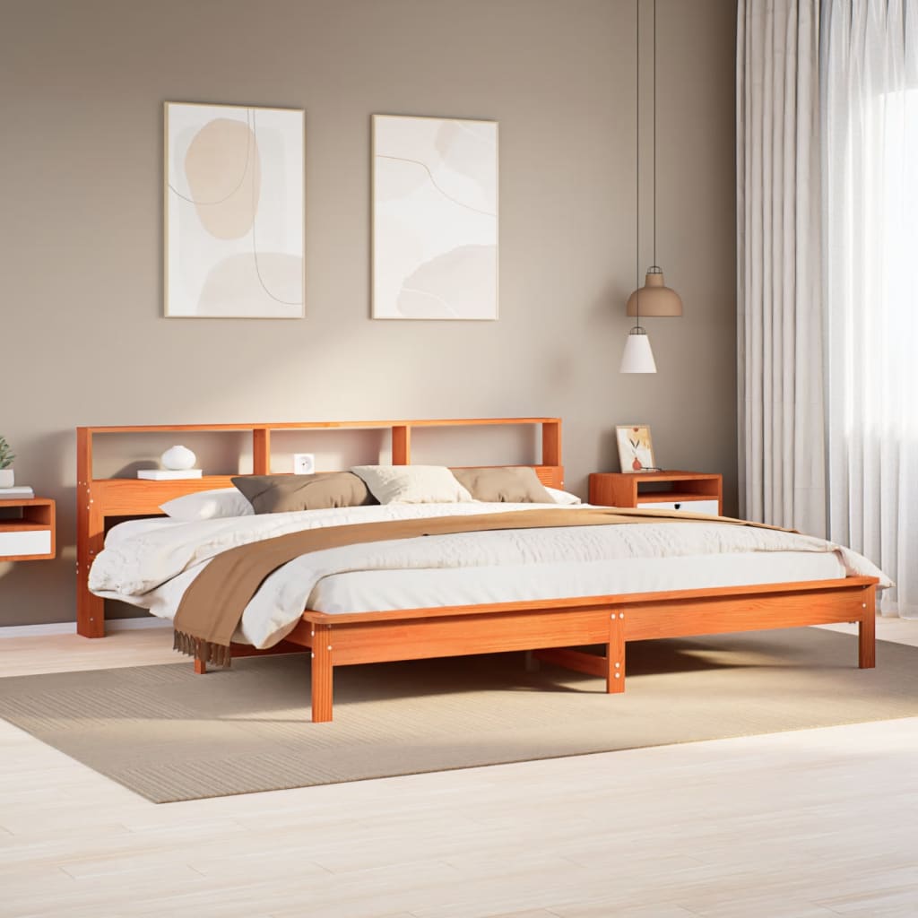 Bedframe zonder matras massief grenenhout wasbruin 200x200 cm is nu te koop bij PeponiXL, paradijselijk wonen!