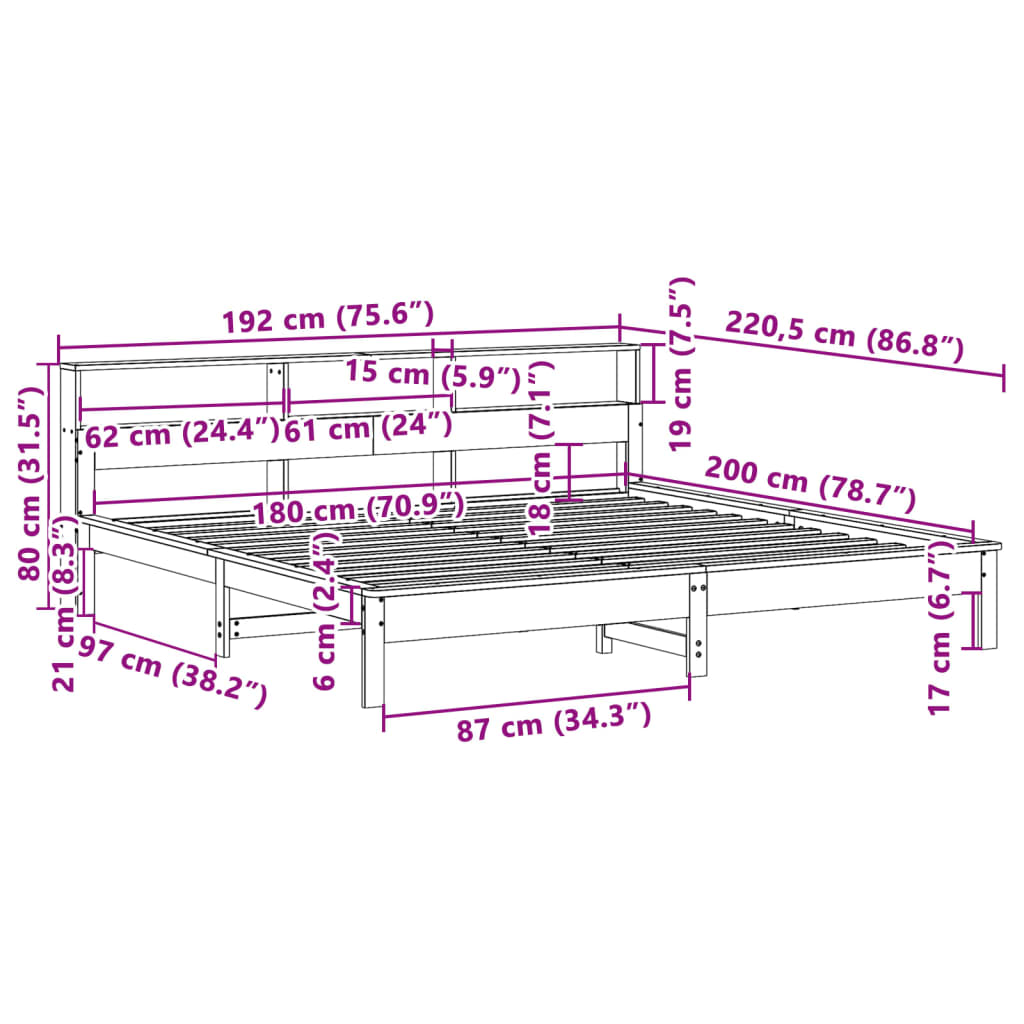Bedframe zonder matras massief grenenhout wit 180x200 cm is nu te koop bij PeponiXL, paradijselijk wonen!