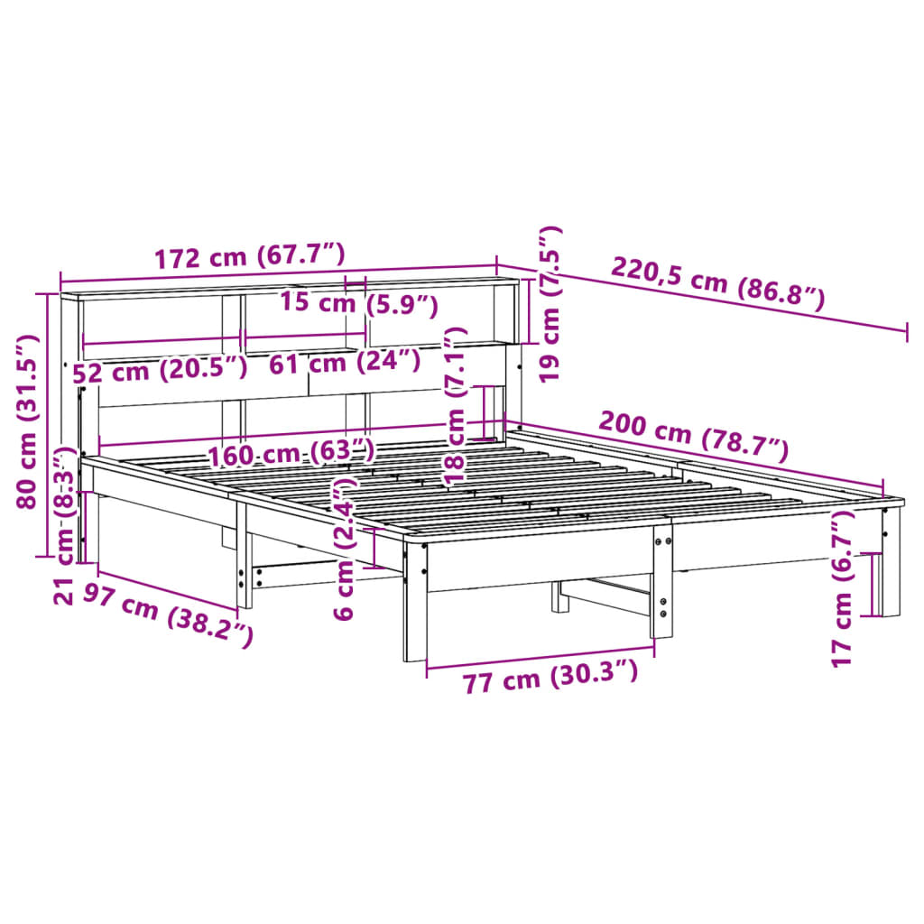 Bedframe zonder matras massief grenenhout wit 160x200 cm is nu te koop bij PeponiXL, paradijselijk wonen!