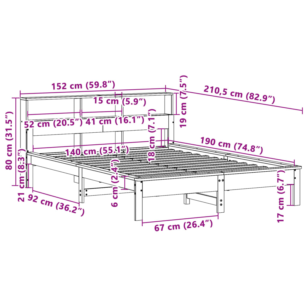Bed met matras massief grenenhout wasbruin 140x190 cm is nu te koop bij PeponiXL, paradijselijk wonen!