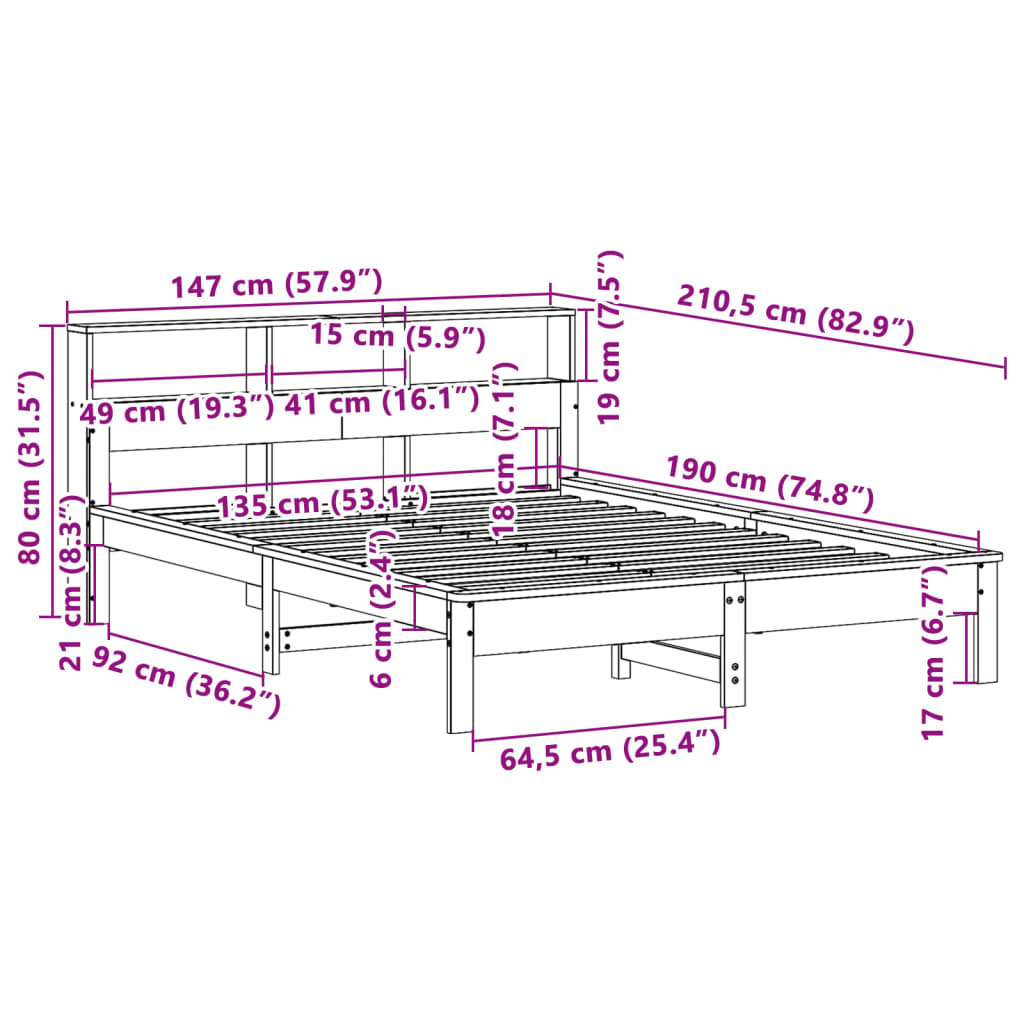 Bedframe zonder matras massief grenenhout wit 135x190 cm is nu te koop bij PeponiXL, paradijselijk wonen!