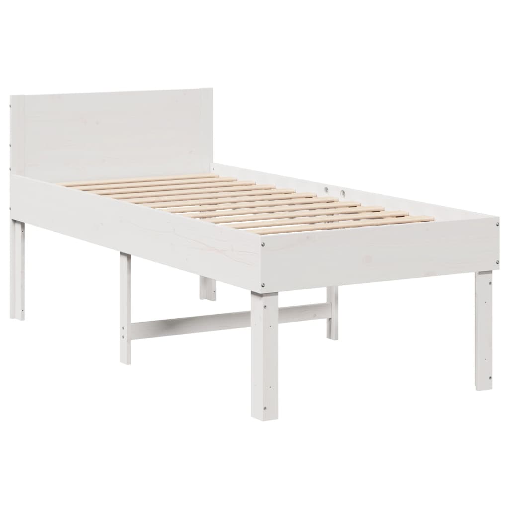 Bedframe zonder matras massief grenenhout wit 75x190 cm is nu te koop bij PeponiXL, paradijselijk wonen!