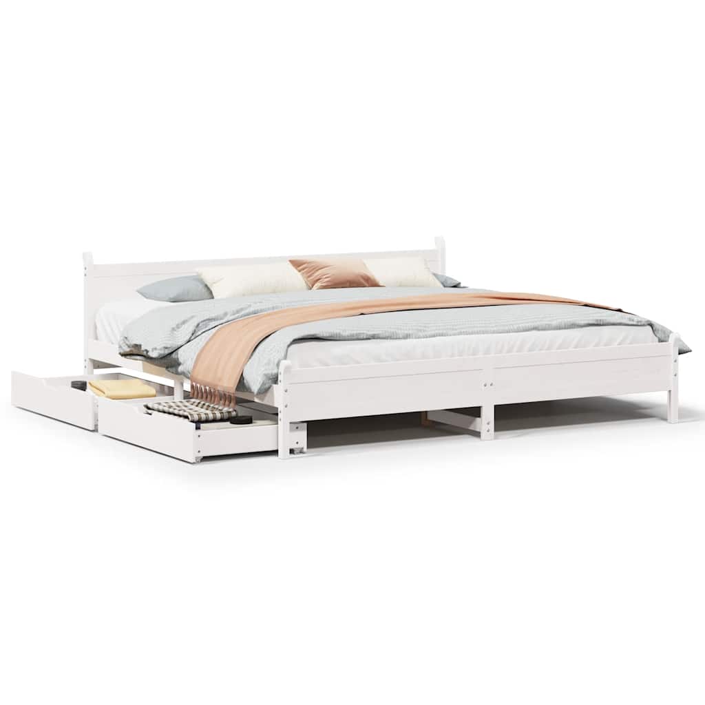 Bedframe zonder matras massief grenenhout wit 200x200 cm is nu te koop bij PeponiXL, paradijselijk wonen!