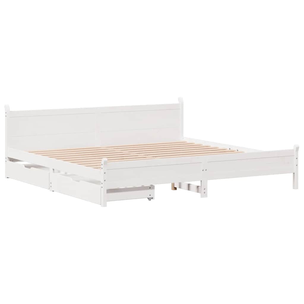 Bedframe zonder matras massief grenenhout wit 200x200 cm is nu te koop bij PeponiXL, paradijselijk wonen!