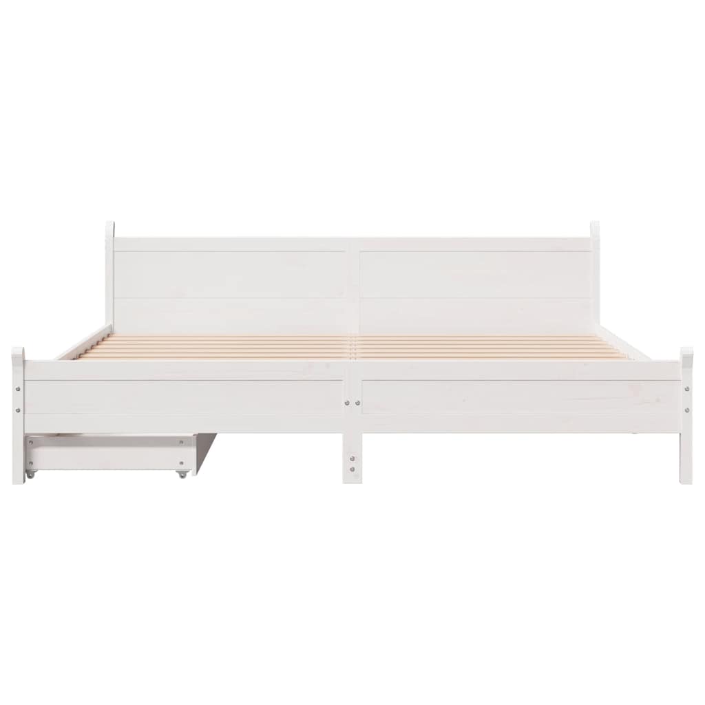 Bedframe zonder matras massief grenenhout wit 200x200 cm is nu te koop bij PeponiXL, paradijselijk wonen!