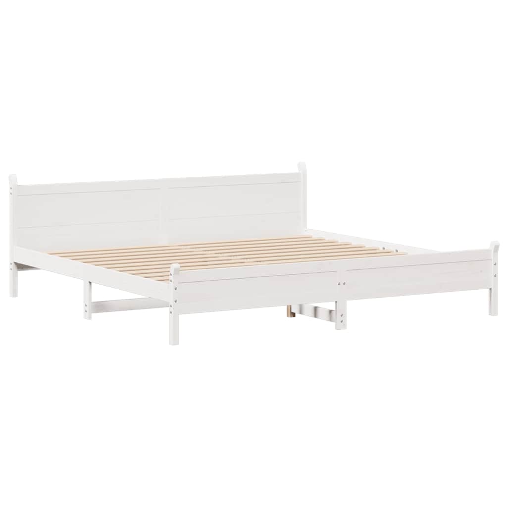 Bedframe zonder matras massief grenenhout wit 200x200 cm is nu te koop bij PeponiXL, paradijselijk wonen!
