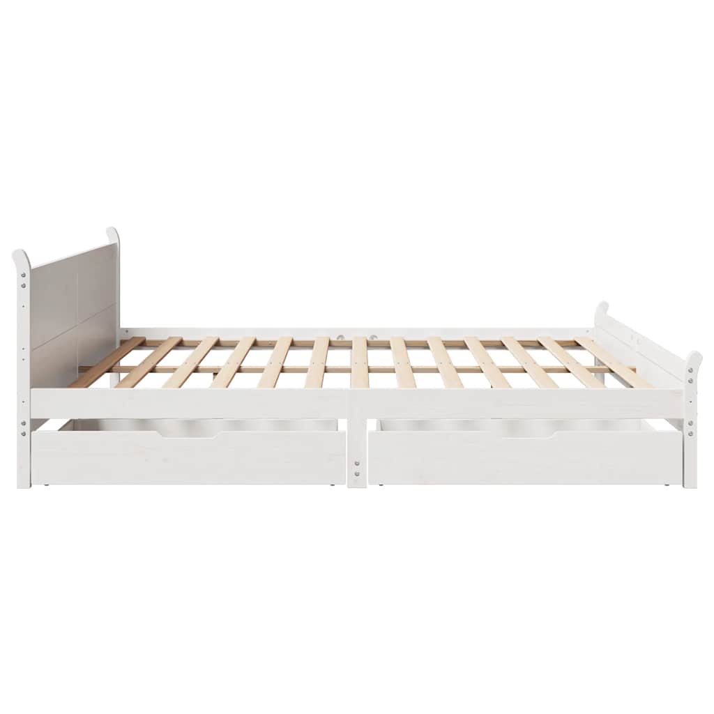 Bedframe zonder matras massief grenenhout wit 200x200 cm is nu te koop bij PeponiXL, paradijselijk wonen!